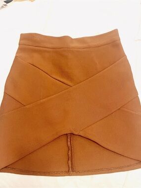 NUDE Brown Wrap-Style Mini Skirt Fall Style